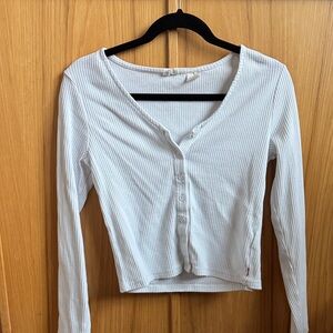 Levi’s - Ribbed Long-Sleeve Button-Front Top in White (M)